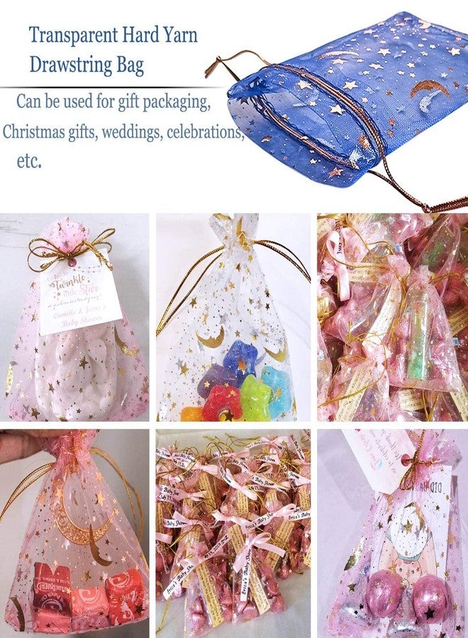 yuntop 100Pcs Moon Star Organza Jewelry Candy Pouch, Gift Bags Pouches for Wedding Party Valentine's Day (Mixed Color, 3.5 x 4.7 inch) - Image 2